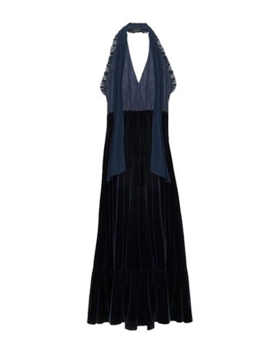 Shop Atos Lombardini Long Dress In Dark Blue