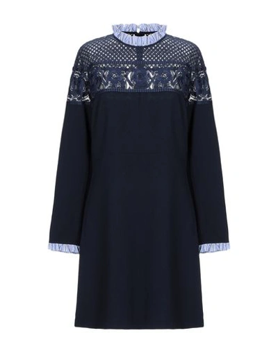 Shop Sandro Short Dress In Dark Blue