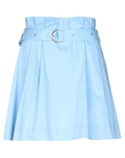 Shop Patrizia Pepe Woman Mini Skirt Sky Blue Size 6 Cotton, Polyamide, Elastane