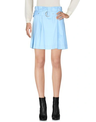 Shop Patrizia Pepe Woman Mini Skirt Sky Blue Size 6 Cotton, Polyamide, Elastane