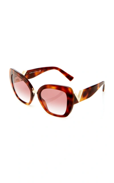 Shop Valentino Square-frame Tortoiseshell Acetate Sunglasses In Brown