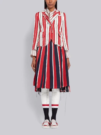 Shop Thom Browne Wide Repp Rwb Stripe Pleated Skirt In Blue