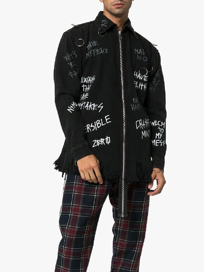 Shop Faith Connexion Graffiti Print Zipped Jacket In Black