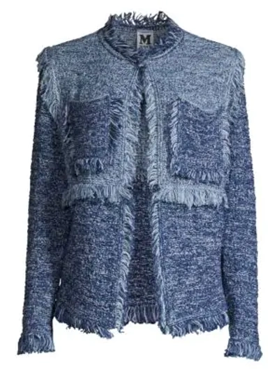 Shop M Missoni Chambray Tweed Jacket In Faded Denim