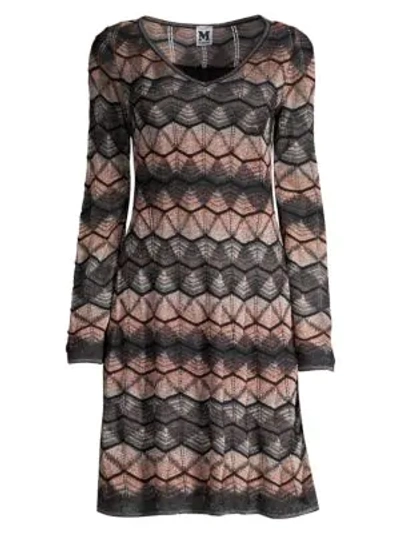 Shop M Missoni Women's Lurex Zigzag Crochet Dress In Grey Pinstripe