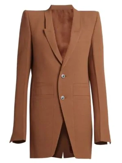 Shop Rick Owens Neue Strech-wool Long Jacket In Rust