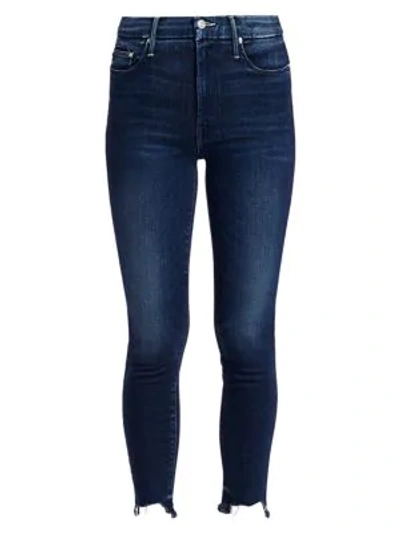 Shop Mother The Looker High-rise Ankle Skinny Fray Hem Jeans In Tongue In Chic
