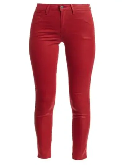 Shop L Agence Women's Margot High-rise Ankle Skinny Coated Jeans In Redstone Coated