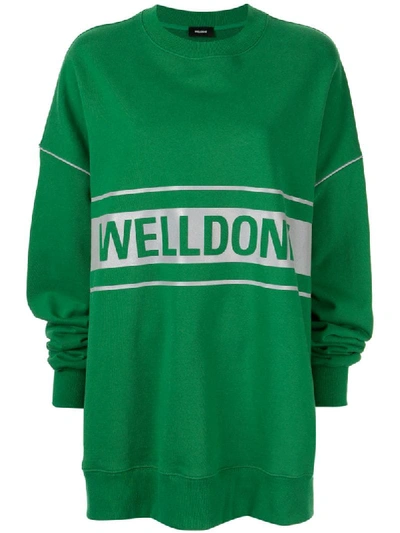 Shop We11 Done Printed Logo Sweatshirt In Green