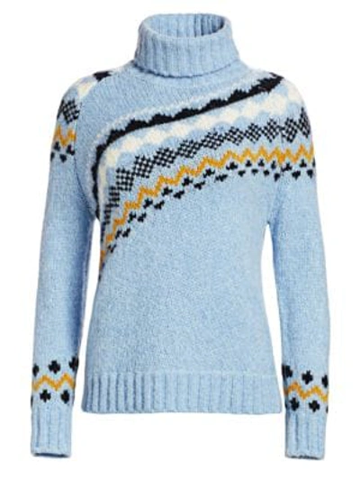 Shop Derek Lam 10 Crosby Alpine Turtleneck Sweater In Pale Blue Multi