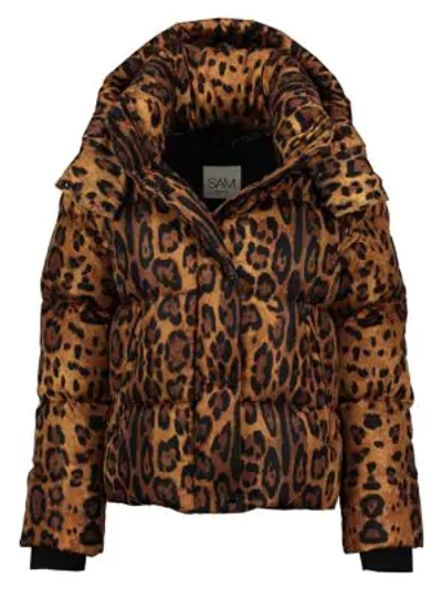 Shop Sam Elsa Leopard-print Down Puffer Jacket