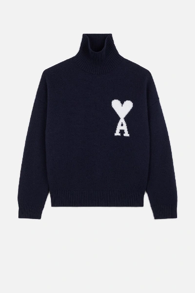 Shop Ami Alexandre Mattiussi Ami De Coeur Oversize Sweater In Blue