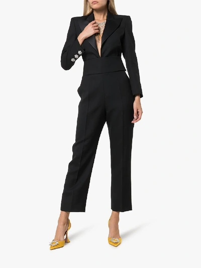 Shop Alexandre Vauthier Tuxedo Wool Jumpsuit In Black