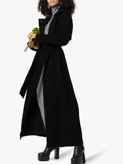 Shop Ann Demeulemeester Double-breasted Belted Trench Coat In Black