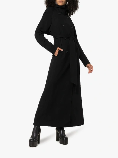 Shop Ann Demeulemeester Double-breasted Belted Trench Coat In Black