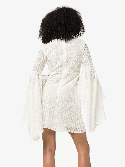 Shop Giambattista Valli Ruffle Sleeve Lace Mini Dress In White
