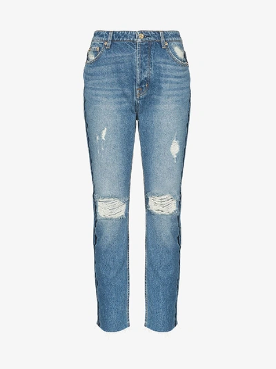 Shop P.e Nation 1993 Distressed Straight Leg Jeans In Blue