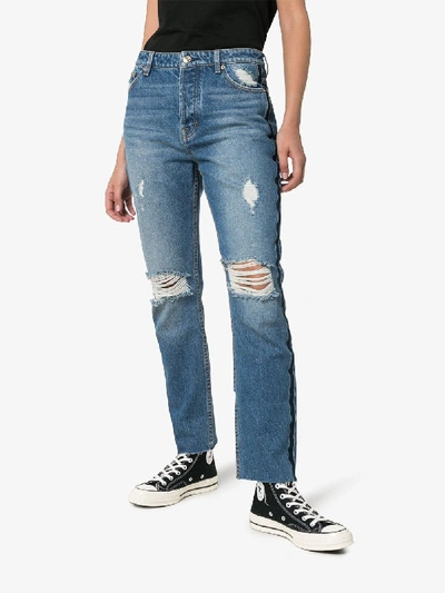 Shop P.e Nation 1993 Distressed Straight Leg Jeans In Blue