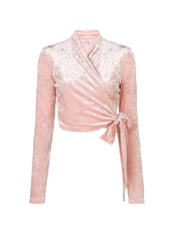 ganni pink wrap top