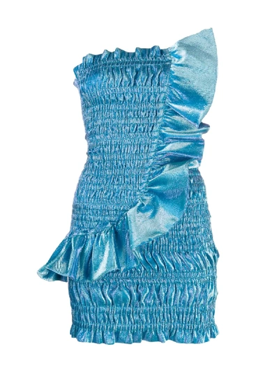 Shop Area Strapless Ruched Dress In Blue
