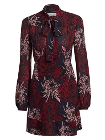 Shop A.l.c Emery Floral Silk Dress In Midnight Pink Red