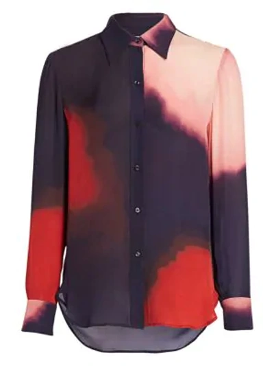 Shop A.l.c Jayne Tie-dye Silk Shirt In Midnight Multi