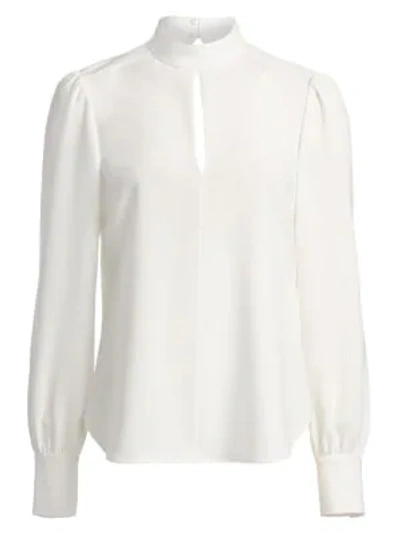 Shop A.l.c Marina Long-sleeve Crepe Blouse In White