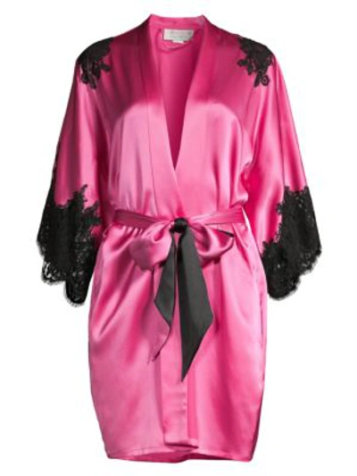 Shop Christine Women's Diva Lace-trim Silk Kimono In Peony