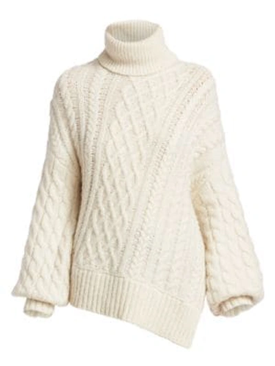 Shop A.l.c Nevelson Cable Knit Turtleneck Sweater In White