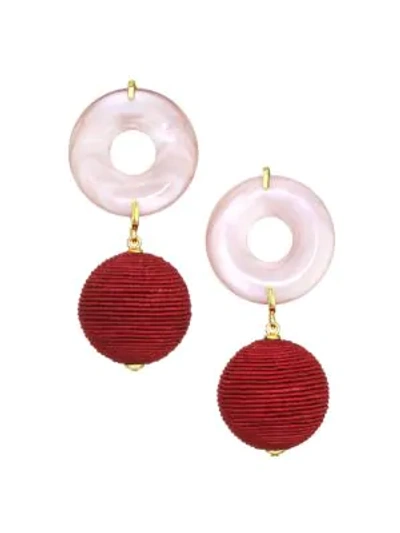 Shop Lizzie Fortunato Women's Saffron Goldplated & Pink Mother-of-pearl Wrapped Bead Drop Earrings In Red