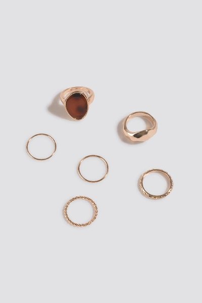 Shop Na-kd Multipack Signet Stone Ring Set - Gold