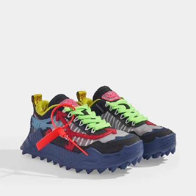 Shop Off-white Odsy-1000 Trainers In Blue And Red Calf Leather