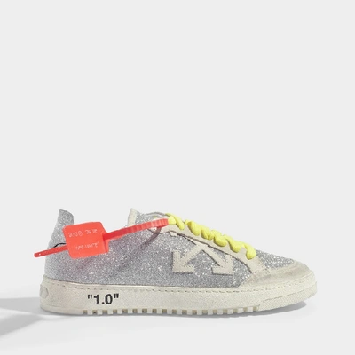 Shop Off-white Glitter Arrow 2.0 Trainers In Silver Calf Leather