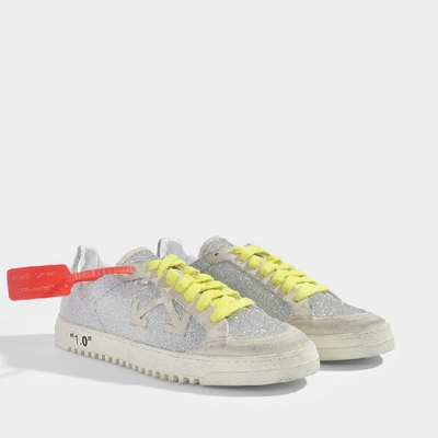 Shop Off-white Glitter Arrow 2.0 Trainers In Silver Calf Leather