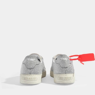 Shop Off-white Glitter Arrow 2.0 Trainers In Silver Calf Leather