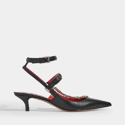 Shop Valentino Strappy Sandals 45mm In Black Leather