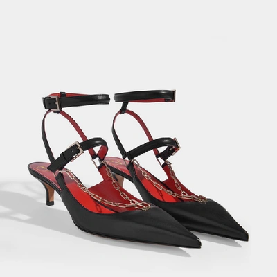 Shop Valentino Strappy Sandals 45mm In Black Leather