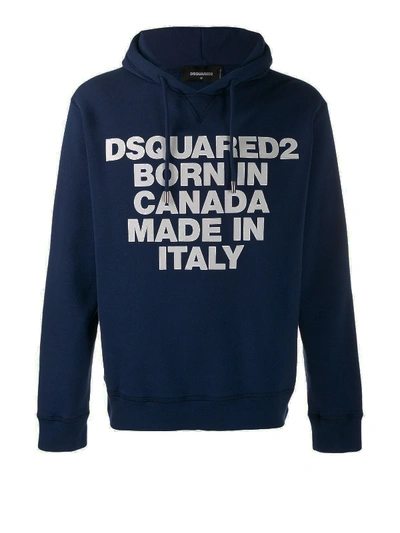 Shop Dsquared2 Logo Print Hoodie In Blue