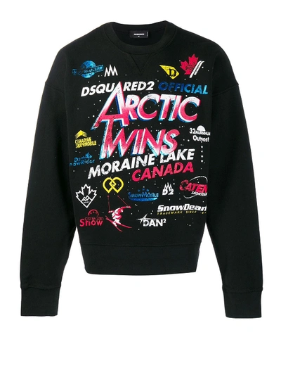 Shop Dsquared2 Arctic Twins Print Over Sweatshirt In Black