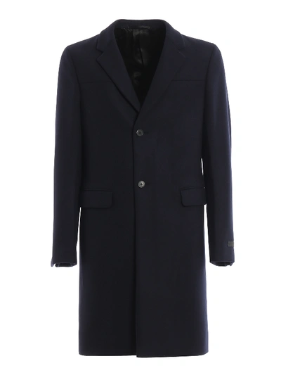 Shop Prada Wool And Cashmere Blend Coat In Dark Blue