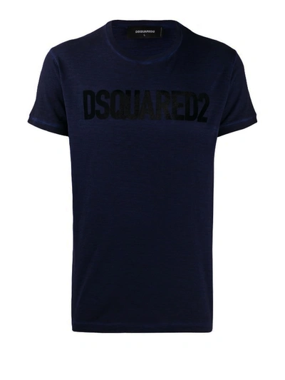 Shop Dsquared2 Flock Logo T-shirt In Blue