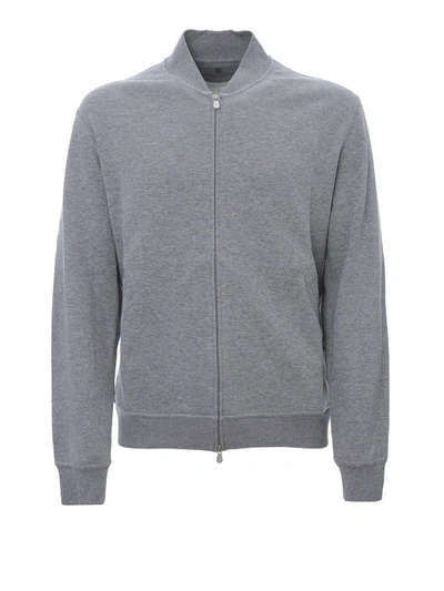 Shop Brunello Cucinelli Bomber Style Zipped Sweatshirt In Grey