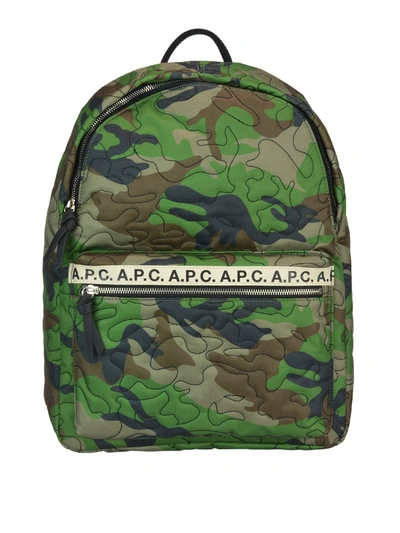 Shop Apc Marc Camouflage Print Nylon Backpack In Dark Green