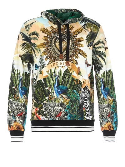 Shop Dolce & Gabbana Tropical King Print Hoodie In Multicolour