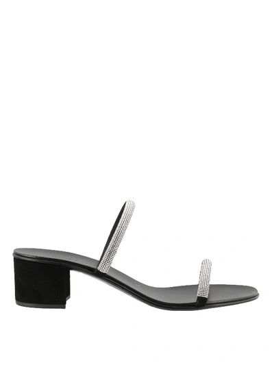 Shop Giuseppe Zanotti Crystal Sandals In Black