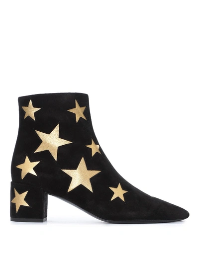 Shop Saint Laurent Lou 50 Star Patterned Ankle Boots In Black