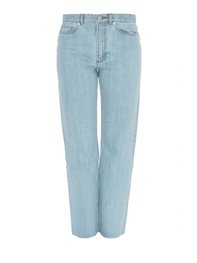 Shop Apc Five Pocket Relaxed Crop Jeans In Light Wash