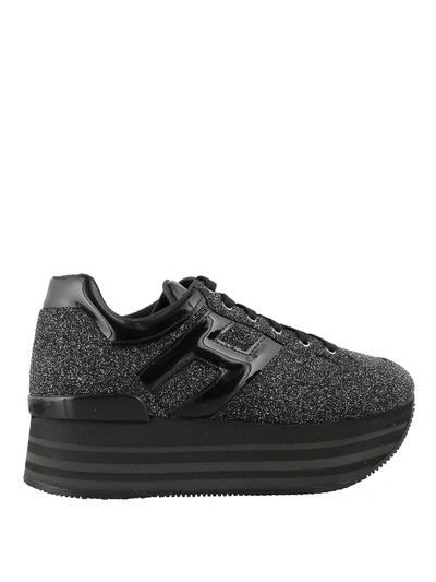 Shop Hogan Maxi H222 Glitter Sneakers In Black