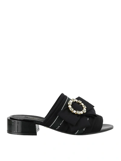 Shop Dolce & Gabbana Jewelled Bow Sandals In Black