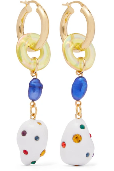 Shop Mounser Gold-plated Glass, Pearl And Crystal Earrings In White